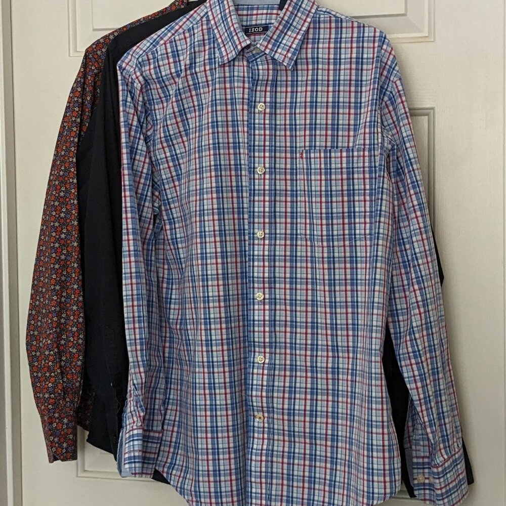 3  Shirts Men's Izod Six Lincoln Claiborne  Shirts Size M Multi-Color